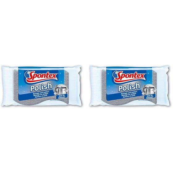 Spontex Polish Edelstahl-Putz - Scheuerschwamm ideal für Edelstahltöpfe (Packung mit 2)