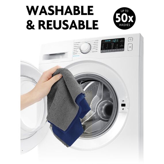 Fantasticlean Mikrofaser Reinigungstücher, 75 Stück pro Rolle Abreißbare Putztücher, Wiederverwendbare Fusselfreie Lappen für Auto, Küche und Haus 30x30cm-Dunkelgrau