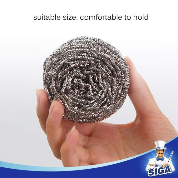 MR.SIGA Topfreiniger Putzschwamm Küche Scheuerspirale Reinigungsbürste Topfkratzer aus Edelstahl (6 Stück)