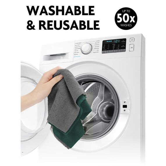 Fantasticlean Mikrofaser Reinigungstücher, 75 Stück pro Rolle Abreißbare Putztücher, Wiederverwendbare Fusselfreie Lappen für Auto, Küche und Haus 30x30cm-Waldgrün