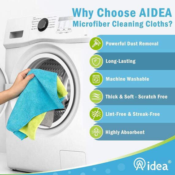 AIDEA Microfasertücher Mikrofasertücher 8 Stück,Weich Putzlappen Mikrofaser Reinigungstücher Microfasertuch Lappen Putztücher Tücher Geschirrtücher Fusselfrei für Auto,Küche,Haus,30x40cm