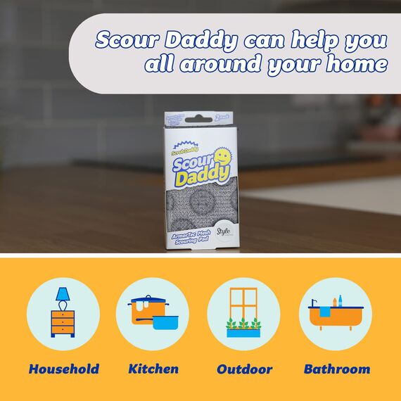 Scrub Daddy Scour Daddy, Scheuerschwamm, kratzfreie Scheuerschwämme/strapazierfähiges Scheuerschwamm zum Reinigen von Geschirr, Alternative zu scheuern aus Metall, Spülschwämme zum Abwaschen, 2er-Pack