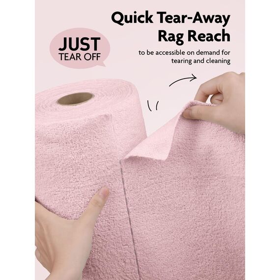 Fantasticlean Mikrofaser Reinigungstücher, 75 Stück pro Rolle Abreißbare Putztücher, Wiederverwendbare Fusselfreie Lappen für Auto, Küche und Haus 30x30cm-Rosa