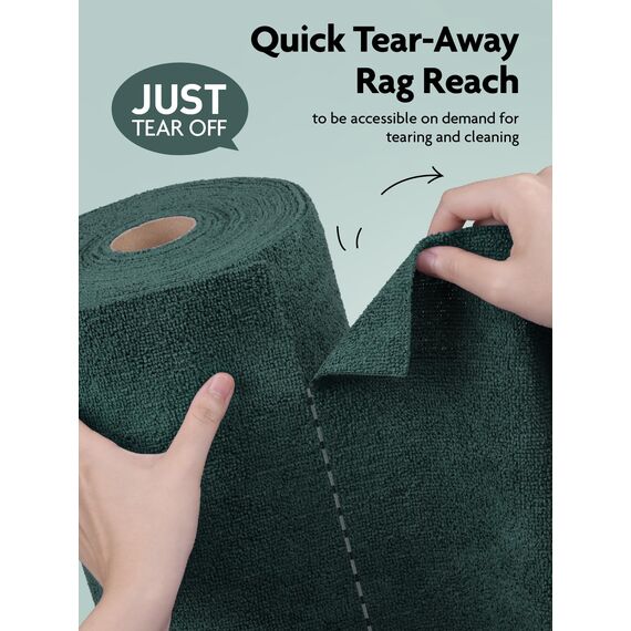 Fantasticlean Mikrofaser Reinigungstücher, 75 Stück pro Rolle Abreißbare Putztücher, Wiederverwendbare Fusselfreie Lappen für Auto, Küche und Haus 30x30cm-Waldgrün