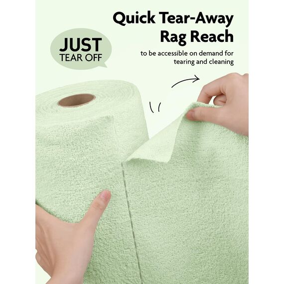 Fantasticlean Mikrofaser Reinigungstücher, 75 Stück pro Rolle Abreißbare Putztücher, Wiederverwendbare Fusselfreie Lappen für Auto, Küche und Haus 30x30cm-Grün