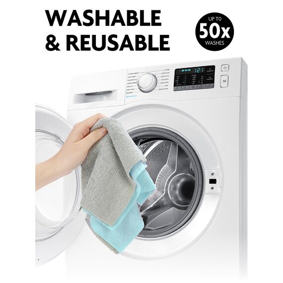 Fantasticlean Mikrofaser Reinigungstücher, 75 Stück pro Rolle Abreißbare Putztücher, Wiederverwendbare Fusselfreie Lappen für Auto, Küche und Haus 30x30cm-Blau