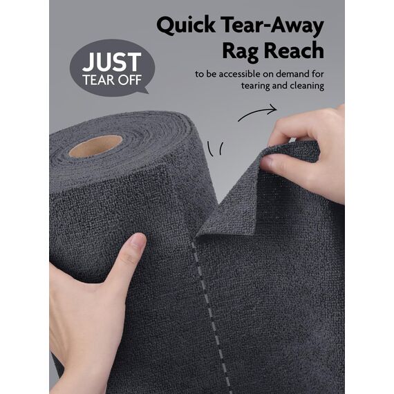 Fantasticlean Mikrofaser Reinigungstücher, 75 Stück pro Rolle Abreißbare Putztücher, Wiederverwendbare Fusselfreie Lappen für Auto, Küche und Haus 30x30cm-Dunkelgrau
