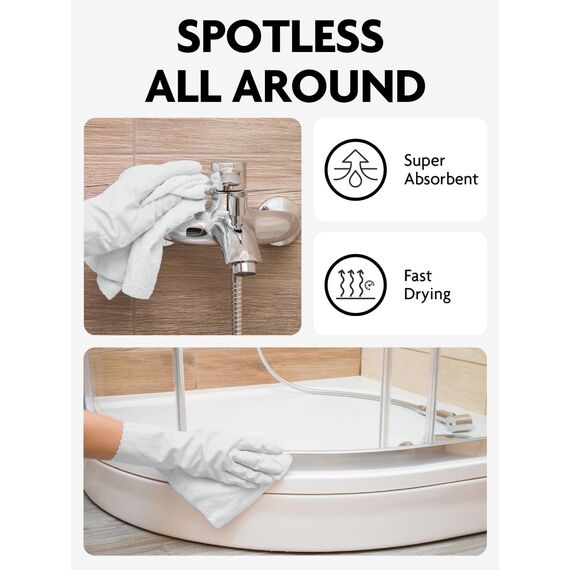 Fantasticlean Mikrofaser Reinigungstücher, 75 Stück pro Rolle Abreißbare Putztücher, Wiederverwendbare Fusselfreie Lappen für Auto, Küche und Haus 30x30cm-Reinweiß