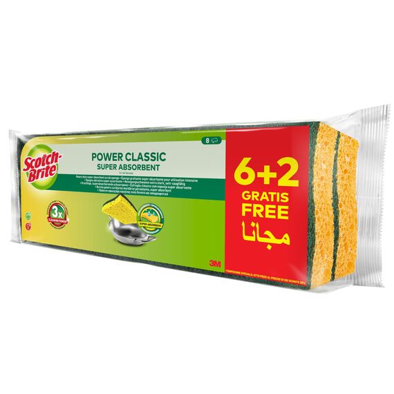 Scotch-Brite Classic Naturfaser-Reinigungsschwamm, 6 Stück + 2 GRATIS - Allzweck-Schwamm für den Alltag - Kratzfrei