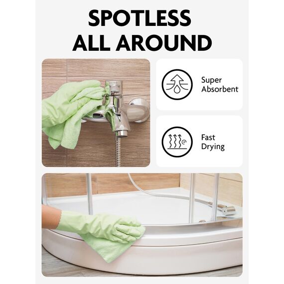 Fantasticlean Mikrofaser Reinigungstücher, 75 Stück pro Rolle Abreißbare Putztücher, Wiederverwendbare Fusselfreie Lappen für Auto, Küche und Haus 30x30cm-Grün