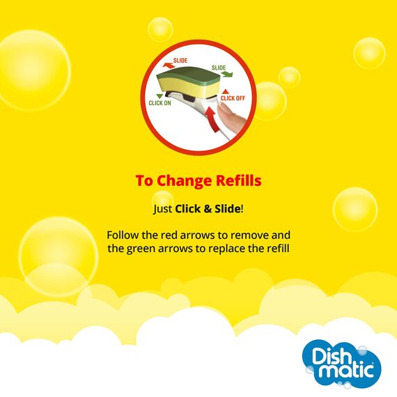 Dishmatic Grün Allzweck-Spülschwamm Nachfüllköpfe - Küche Spülgriff Nachfüller | 9 x 3 Stück | 27 Stück (1er Pack)