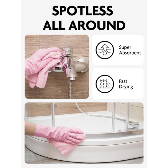 Fantasticlean Mikrofaser Reinigungstücher, 75 Stück pro Rolle Abreißbare Putztücher, Wiederverwendbare Fusselfreie Lappen für Auto, Küche und Haus 30x30cm-Rosa