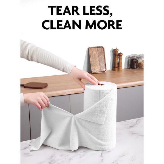 Fantasticlean Mikrofaser Reinigungstücher, 75 Stück pro Rolle Abreißbare Putztücher, Wiederverwendbare Fusselfreie Lappen für Auto, Küche und Haus 30x30cm-Reinweiß