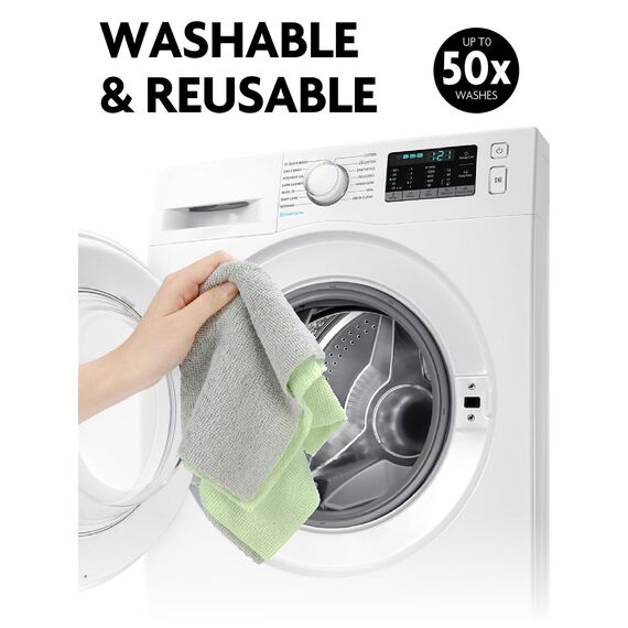 Fantasticlean Mikrofaser Reinigungstücher, 75 Stück pro Rolle Abreißbare Putztücher, Wiederverwendbare Fusselfreie Lappen für Auto, Küche und Haus 30x30cm-Grün