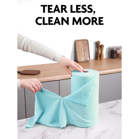 Fantasticlean Mikrofaser Reinigungstücher, 75 Stück pro Rolle Abreißbare Putztücher, Wiederverwendbare Fusselfreie Lappen für Auto, Küche und Haus 30x30cm-Blau