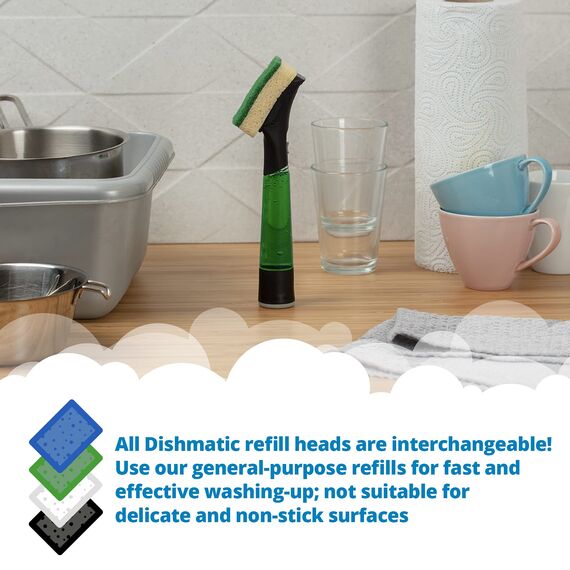 Dishmatic Grün Allzweck-Spülschwamm Nachfüllköpfe - Küche Spülgriff Nachfüller | 9 x 3 Stück | 27 Stück (1er Pack)