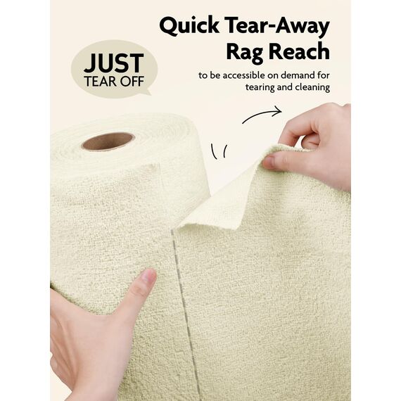 Fantasticlean Mikrofaser Reinigungstücher, 75 Stück pro Rolle Abreißbare Putztücher, Wiederverwendbare Fusselfreie Lappen für Auto, Küche und Haus 30x30cm-Beige