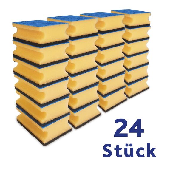 Vileda Glitzi Plus Topfreiniger, Spülschwamm für die Küche, Schwamm mit antibakterieller Wirkung, saugstark, 24er Pack