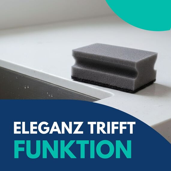 SONTY Spülschwamm Grau/Schwarz aus Österreich - 10 x Profi Schwamm | Küchenschwamm mit Schleifmittel - Topfreiniger Putzschwamm Küche gegen hartnäckigen Schmutz (9 x 7 x 4 cm - 10 Schwämme)