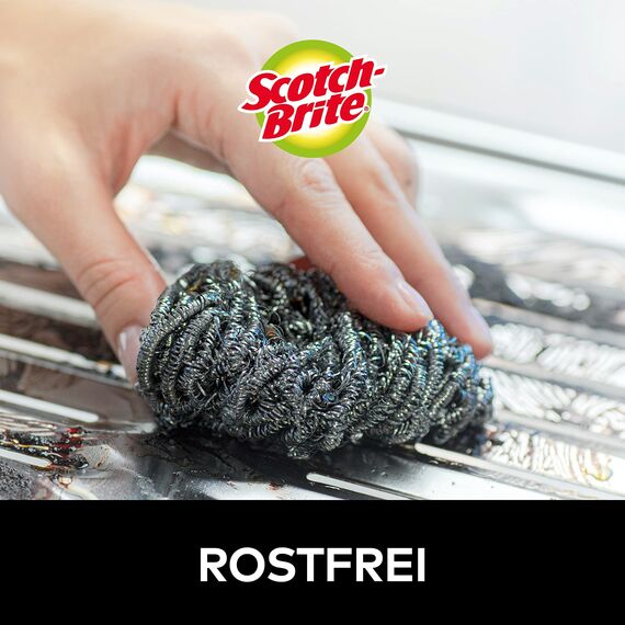 Scotch-Brite Stainless Steel Scourer, 12 Pieces - Rust Resistant Spiral Metal Scourer, Powerful and Effective Clean Scrubbing pad