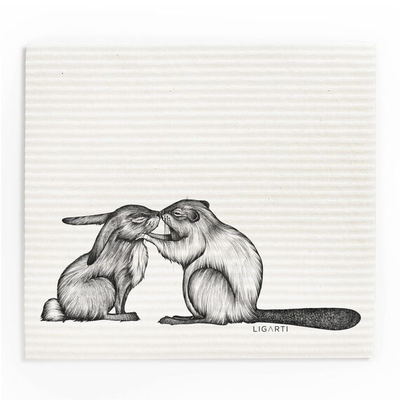 Ligarti® Schwammtücher aus Holz (100% öko & waschbar) 3er Set Spültücher nachhaltig kompostierbar I Allzwecktücher für den Haushalt Made in Germany I Spüllappen, Spülschwamm (Kuscheltiere)