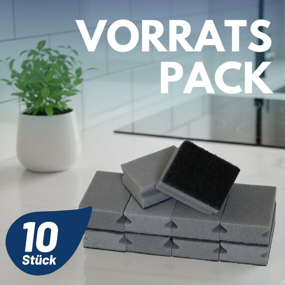 SONTY Spülschwamm Grau/Schwarz aus Österreich - 10 x Profi Schwamm | Küchenschwamm mit Schleifmittel - Topfreiniger Putzschwamm Küche gegen hartnäckigen Schmutz (9 x 7 x 4 cm - 10 Schwämme)