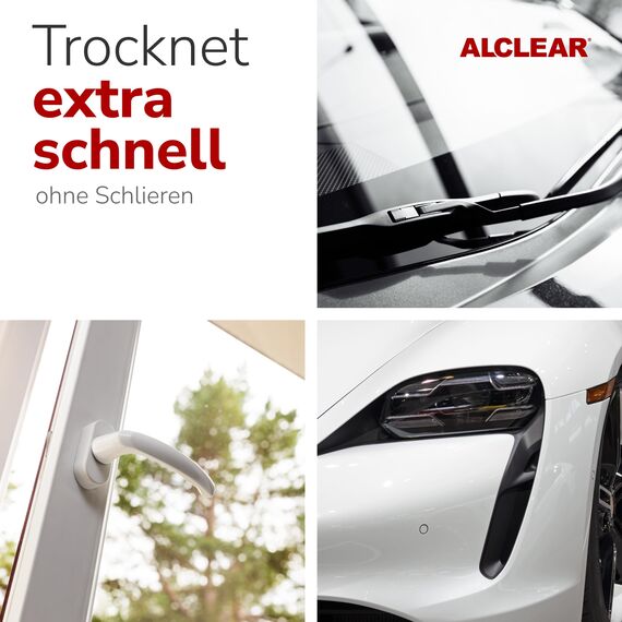 ALCLEAR 820002 Mikrofasertuch Set Fenster 2-teilig: 60x45 cm Fenstertuch & 60x40 cm Trockentuch – streifenfrei, fusselfrei – für Fenster, Spiegel, Glas, Auto, Haushalt, Bad, Küche, Glastuch Reinigung