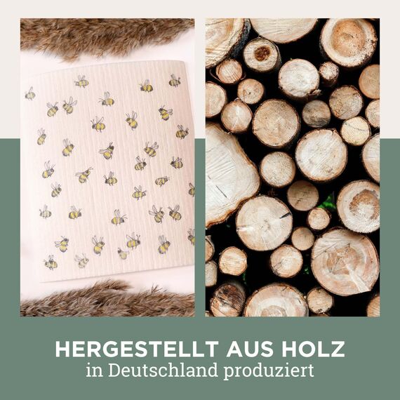 Ligarti Schwammtücher aus Holz (100% öko & waschbar) 3er Set Spültücher nachhaltig kompostierbar I Allzwecktücher für den Haushalt Made in Germany I Spüllappen, Spülschwamm