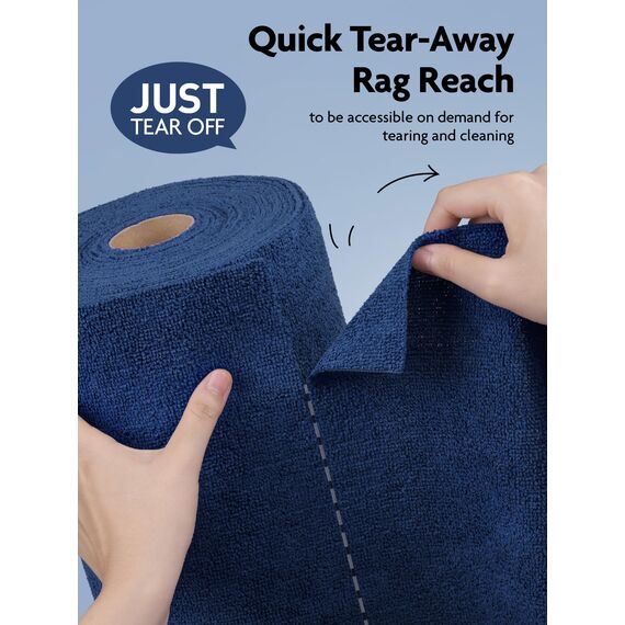 Fantasticlean Mikrofaser Reinigungstücher, 75 Stück pro Rolle Abreißbare Putztücher, Wiederverwendbare Fusselfreie Lappen für Auto, Küche und Haus 30x30cm-Marineblau