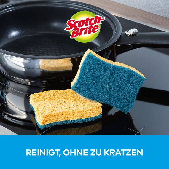 Scotch-Brite Delicate nicht kratzender Naturfaser-Reinigungsschwamm, 10 Stück - hochsaugfähiger Schwamm, ideal für alltägliche Reinigungsaufgaben, Blau - Kratzfrei