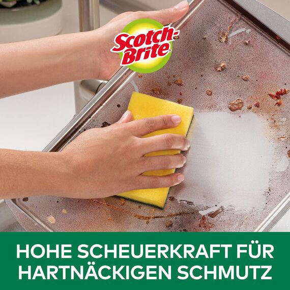 Scotch-Brite Classic Reinigungsschwamm extra stark, 20 Stück - strapazierfähiger Reinigungsschwamm, der Fett und eingebrannte Speisen mit Leichtigkeit entfernt