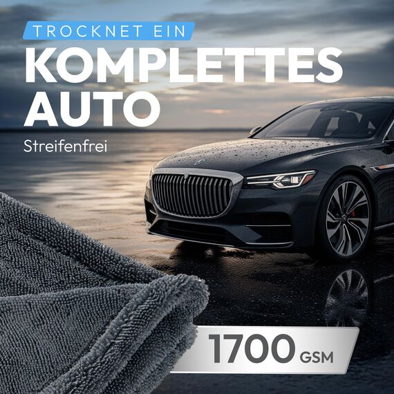 NATARO® MEGA Dry it. XXL Premium Auto Trockentuch – 1700 GSM, 50x80cm, höchste Saugfähigkeit, weiches Microfasertuch, fusselfrei – extrem hohe Wasseraufnahme – kratzfrei (für Motorrad, Camper UVM.)