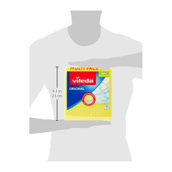 Vileda Schwammtuch mit besonders hoher Saugkraft, Farben: blau, rosa, gelb , 8 Stück (1er Pack)