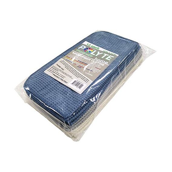 Polyte - Premium-Geschirrtücher aus Mikrofaser - Waffelstruktur - Dunkelblau/Grau/Altweiß - 30 x 30 cm - 12 Stück