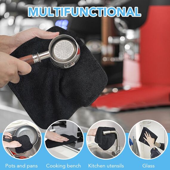 VIVOTE Mikrofasertücher Schwarz Spüllappen Putztücher Küche Reinigungstücher Putzlappen Waschbar Microfaser Putztuch Dick Haushalts Putzlappen Mehrzweck Staubwischen 20 cm X 20 cm 9 Stück