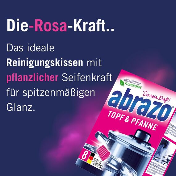 abrazo Topf & Pfanne - 160 Reinigungskissen, 20x8 Stk. für Töpfe & Küche, Spülschwamm mit veganer Pflanzenseife, Küchenschwamm, Reinigungsschwamm