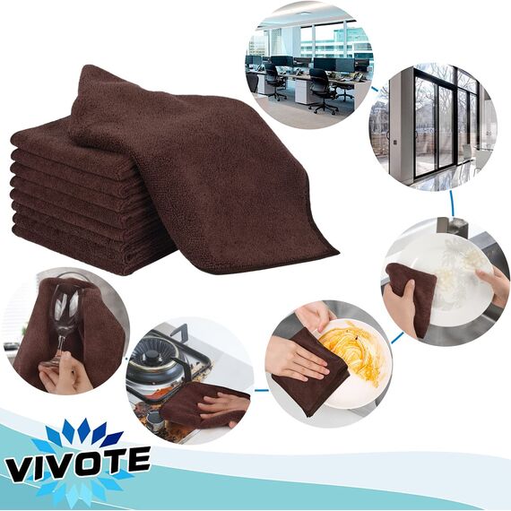 VIVOTE Mikrofasertücher Braun Spüllappen Küchenlappen super saugfähig und dick Haushalts Putzlappen microfaser Küche Putztücher Mehrzweck Staubwischen 30 cm X 30 cm 9 Stück