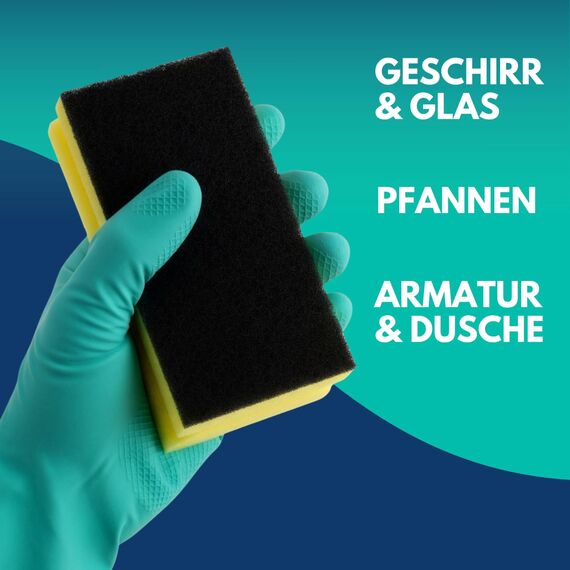 SONTY Spülschwamm XL Gelb/Schwarz aus Österreich - 10x Profi Jumbo Schwamm - Küchenschwamm mit Schleifmittel - Topfreiniger Putzschwamm Küche gegen hartnäckigen Schmutz (15 x 7 x 4 cm - 10 Schwämme)
