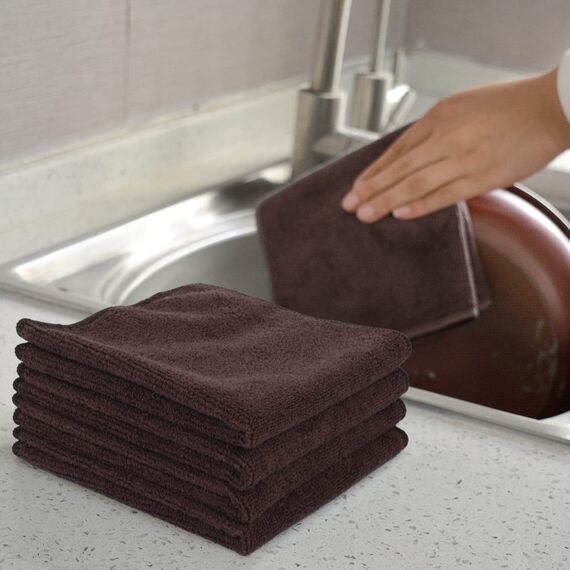 VIVOTE Mikrofasertücher Braun Spüllappen Küchenlappen super saugfähig und dick Haushalts Putzlappen microfaser Küche Putztücher Mehrzweck Staubwischen 30 cm X 30 cm 9 Stück