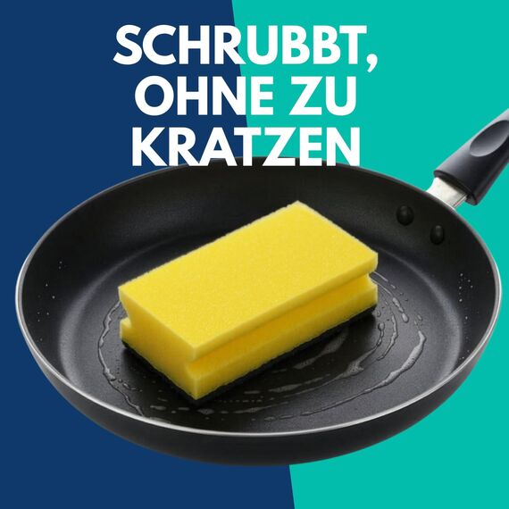 SONTY Spülschwamm XL Gelb/Schwarz aus Österreich - 10x Profi Jumbo Schwamm - Küchenschwamm mit Schleifmittel - Topfreiniger Putzschwamm Küche gegen hartnäckigen Schmutz (15 x 7 x 4 cm - 10 Schwämme)