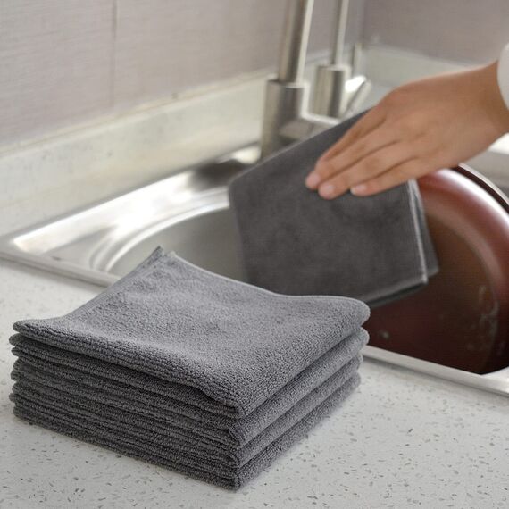 VIVOTE Microfaser-Reinigungstücher Grau Küchenlappen Haushalts Putzlappen super saugfähig und dick Spüllappen Mehrzweck Waschlappen Staubwischen 30cm X 30cm 20 Stück