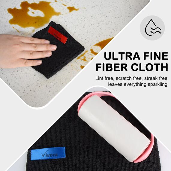 VIVOTE Mikrofasertücher schwarz Spüllappen Küchenlappen super saugfähig und dick Haushalts Putzlappen microfaser Küche Putztücher Mehrzweck Staubwischen 20 cm X 20 cm 9 Stück