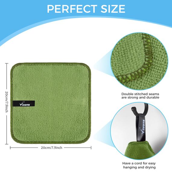 VIVOTE Mikrofasertücher Spüllappen, Mehrfarbige Geschirrtücher, Reinigungstücher, Haushalts Putzlappen microfaser Küche Putztücher Mehrzweck Staubwischen, 20 cm x 20 cm, 9 Stück