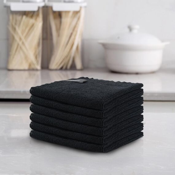 VIVOTE Microfaser Reinigungstuch, Schwarz Putzlappen Spüllappen Küchentücher, Wiederverwendbar Haushalts Putztücher Spültücher Microfaser Küche Putztücher Mehrzweck Staubwischen 30 cm X 30 cm 12 Stück