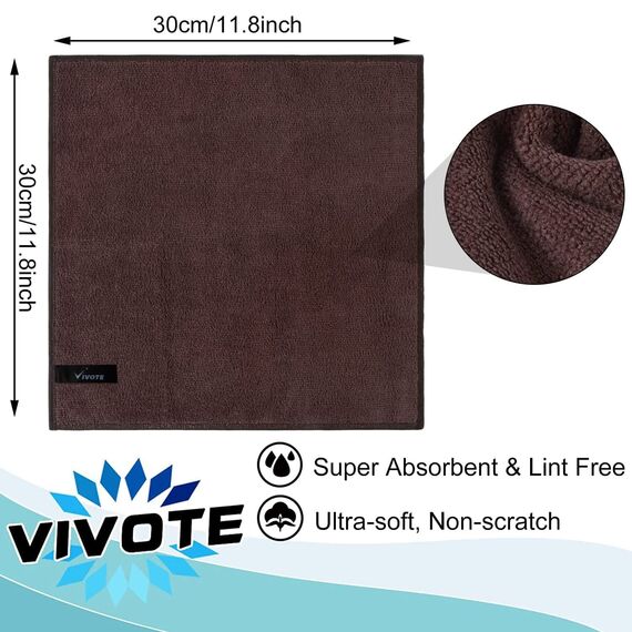 VIVOTE Mikrofasertücher Braun Spüllappen Küchenlappen super saugfähig und dick Haushalts Putzlappen microfaser Küche Putztücher Mehrzweck Staubwischen 30 cm X 30 cm 9 Stück