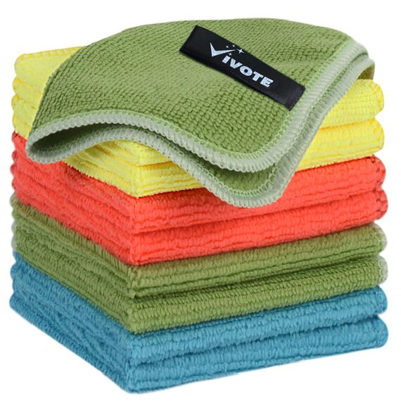 VIVOTE Mikrofasertücher Spüllappen, Mehrfarbige Geschirrtücher, Reinigungstücher, Haushalts Putzlappen microfaser Küche Putztücher Mehrzweck Staubwischen, 20 cm x 20 cm, 9 Stück