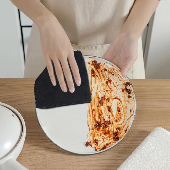 VIVOTE Microfaser Reinigungstuch, Schwarz Putzlappen Spüllappen Küchentücher, Wiederverwendbar Haushalts Putztücher Spültücher Microfaser Küche Putztücher Mehrzweck Staubwischen 30 cm X 30 cm 12 Stück