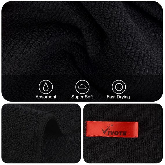 VIVOTE Mikrofasertücher schwarz Spüllappen Küchenlappen super saugfähig und dick Haushalts Putzlappen microfaser Küche Putztücher Mehrzweck Staubwischen 20 cm X 20 cm 9 Stück