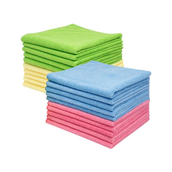 ZOLLNER 20er Set Mikrofasertücher für streifenfreien Glanz - flusenfreie und saugstarke Reinigungstücher - waschbar bis 60°C - Mehrfarbig in 40x40cm - Hotelqualität