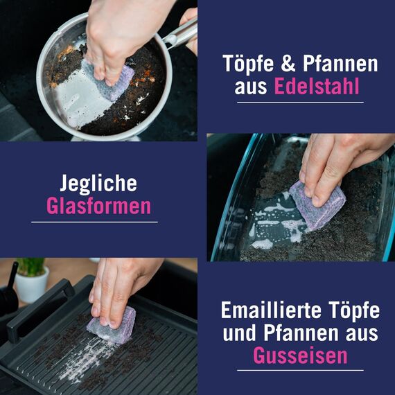 abrazo Topf & Pfanne - 160 Reinigungskissen, 20x8 Stk. für Töpfe & Küche, Spülschwamm mit veganer Pflanzenseife, Küchenschwamm, Reinigungsschwamm